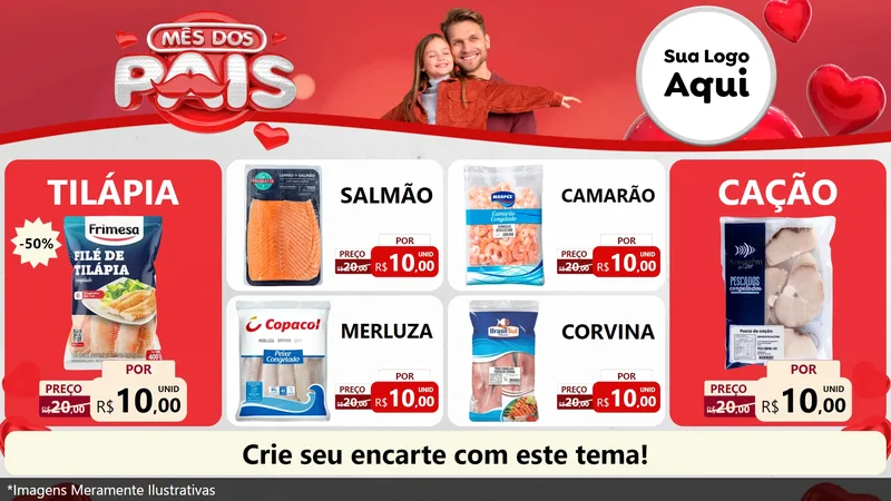 Modelo de TV para TV Horizontal com o tema Mês dos Pais para Peixaria