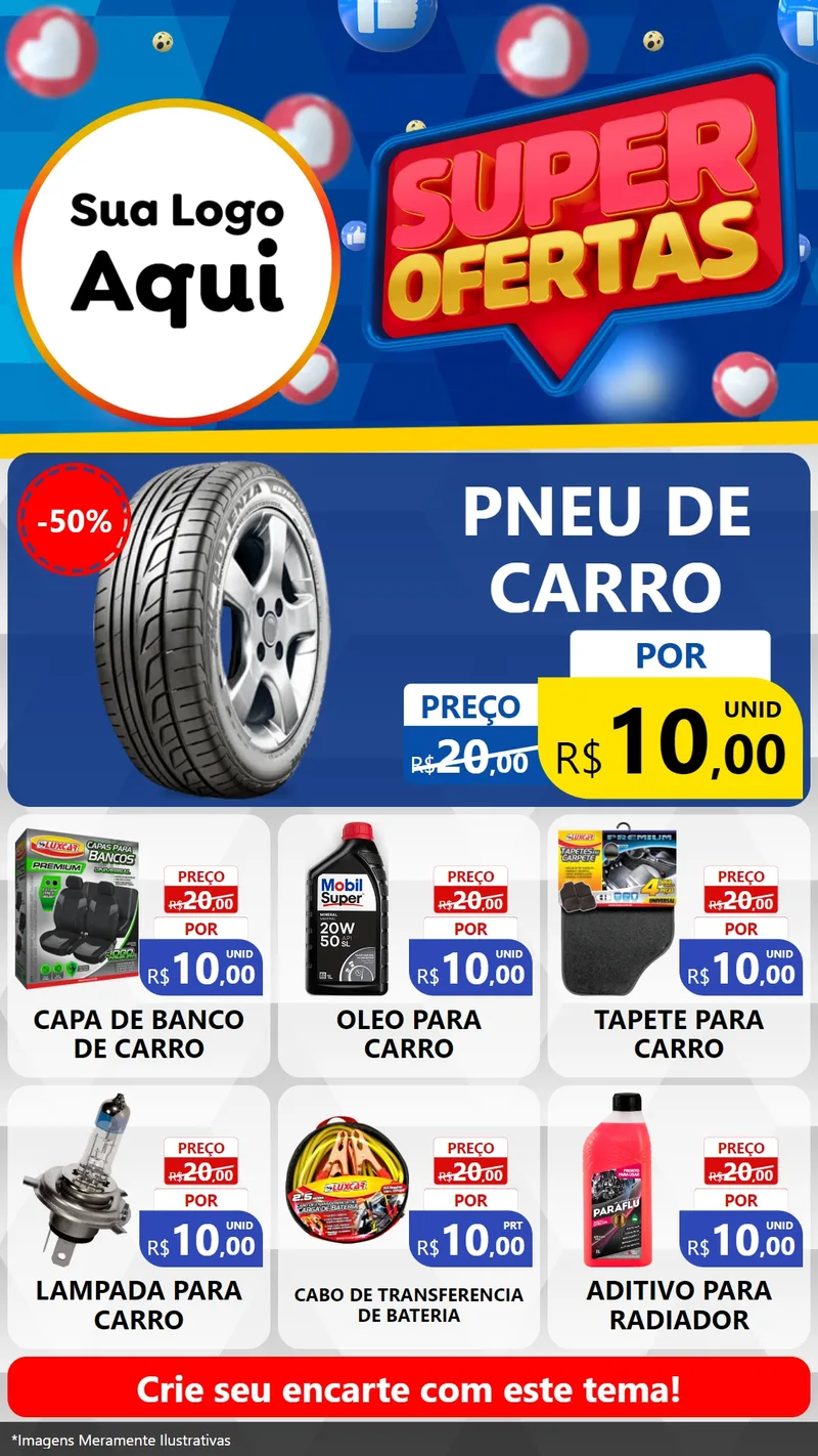 Modelo de Rede Social para Stories com o tema Super Ofertas para Auto peças