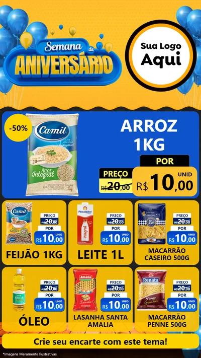 Modelo de Rede Social para Stories com o tema Semana de Aniversário para Supermercado