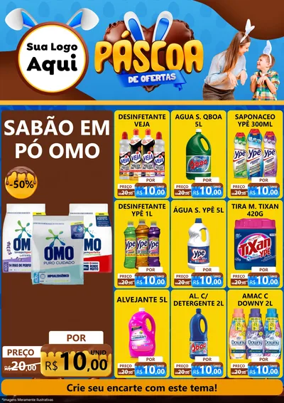 Modelo de Encarte para Encarte A4 Vertical com o tema Páscoa de Ofertas para Produtos de Limpeza