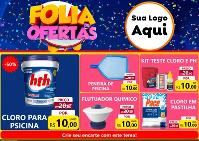 Modelo de Encarte para Encarte A4 Horizontal com o tema Folia de Ofertas para Produtos para Piscina