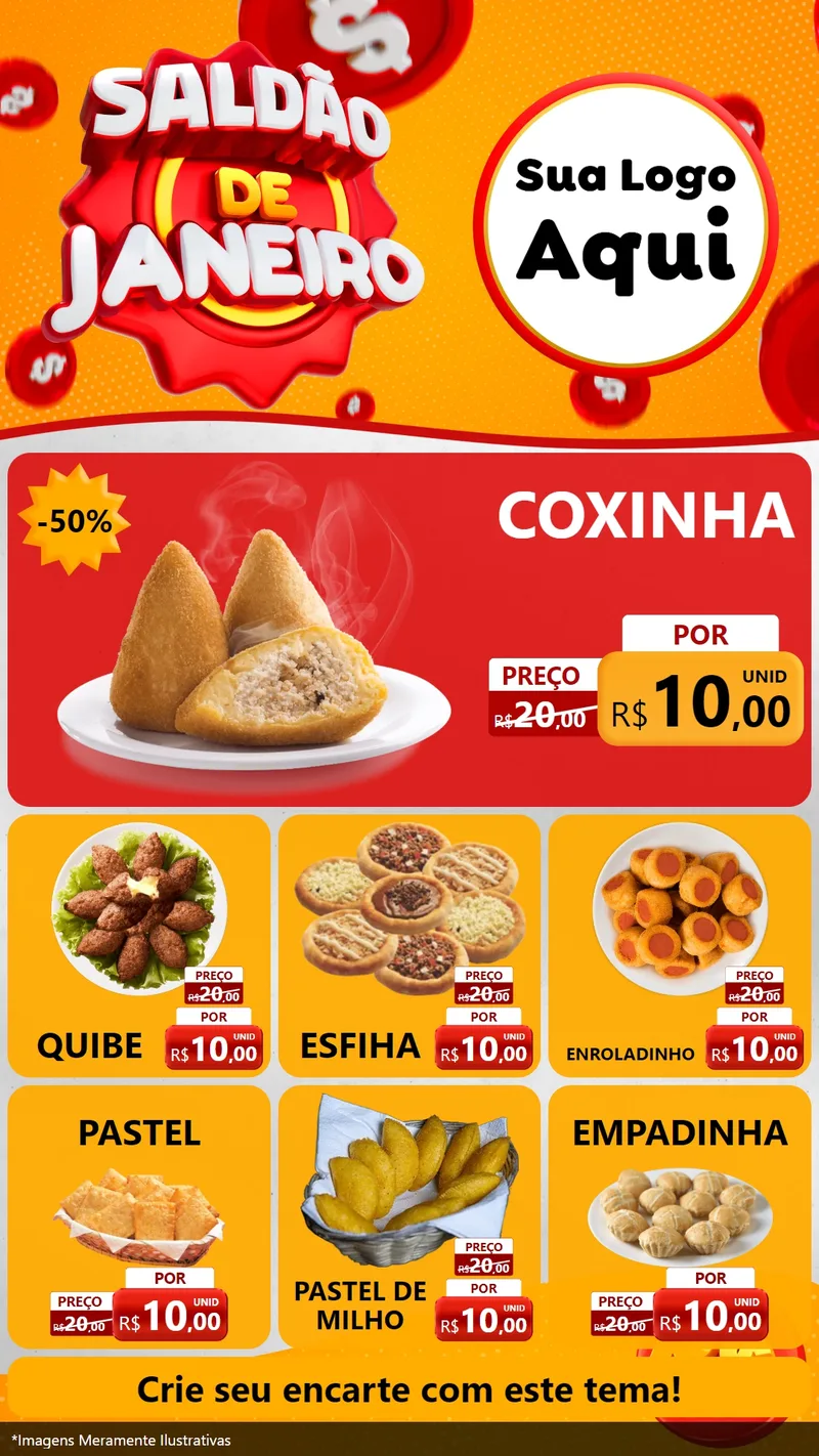 Modelo de Rede Social para Stories com o tema Saldão de Janeiro para Salgadaria