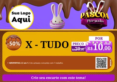 Modelo de Cartaz para Cartaz A4 Horizontal com o tema Páscoa Premiada para Hamburgueria