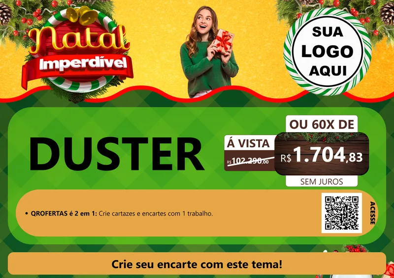 Modelo de Cartaz para Cartaz A4 Horizontal com o tema Natal Imperdível para Concessionaria de Carros