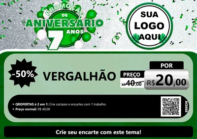 Modelo de Cartaz para Cartaz A4 Horizontal com o tema Promoção de Aniversário - 7 Anos para Ferragens