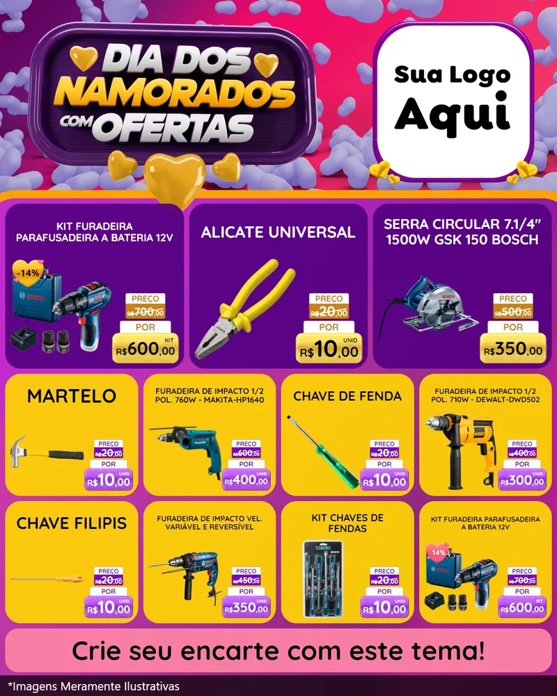 Modelo de Rede Social para Feed Instagram com o tema Dia Dos Namorados Com Ofertas para Maquinas e Ferramentas