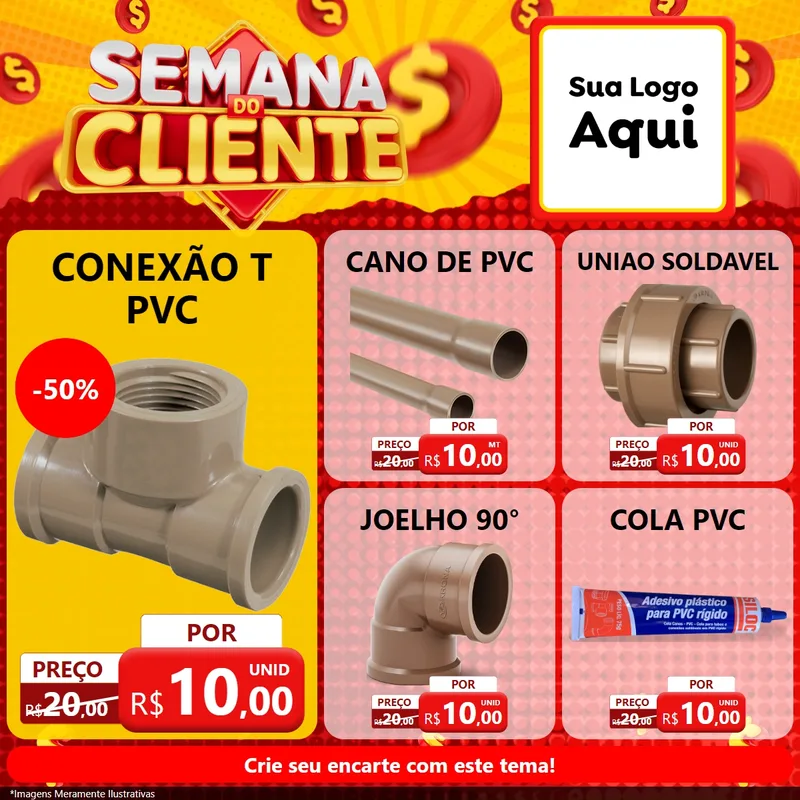 Modelo de Rede Social para Feed Facebook com o tema Semana do Cliente para Tubos e conexões