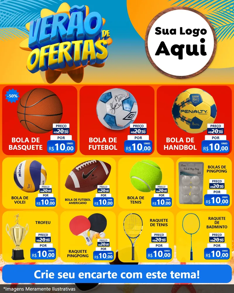Modelo de Rede Social para Feed Instagram com o tema Verão de Ofertas para Artigos Esportivos