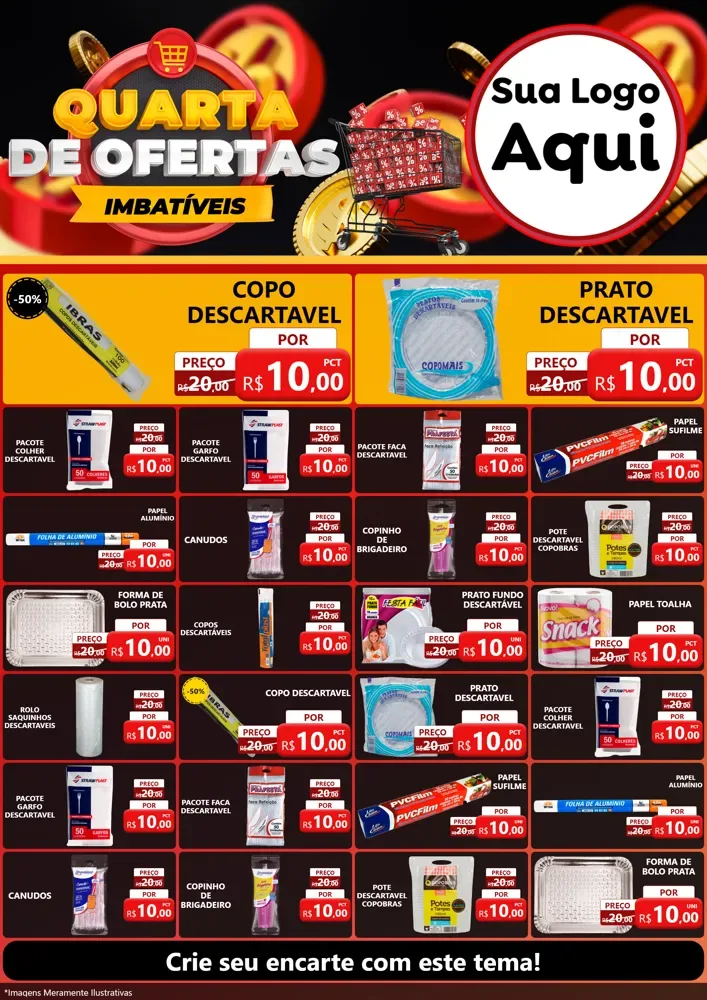 Modelo de Encarte para Encarte A4 Vertical com o tema Quarta de Ofertas Imbatíveis para Embalagens