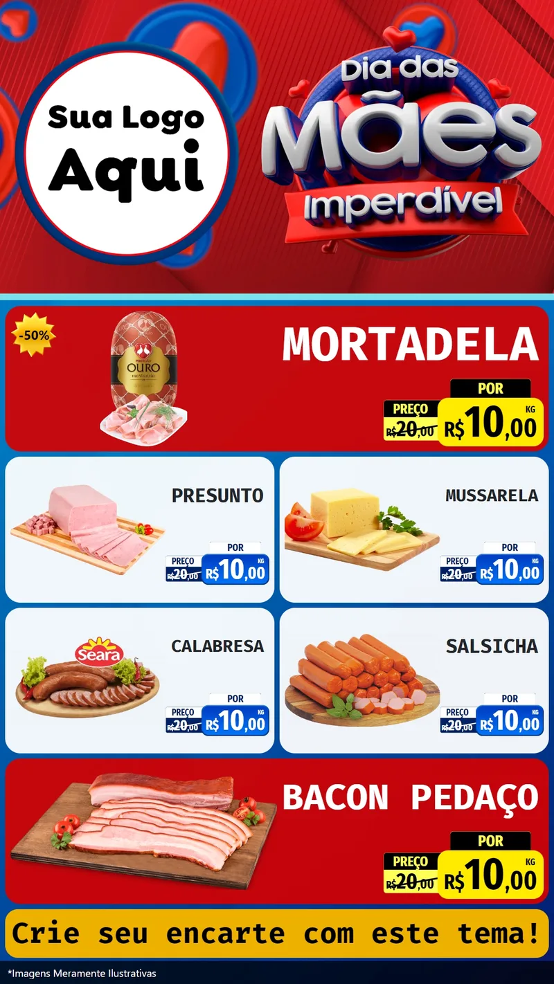 Modelo de TV para TV Vertical com o tema Dia Das Mães Imperdível para Frios e Laticínios