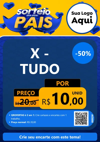 Modelo de Cartaz para Cartaz A4 Vertical com o tema Sorteio Dia dos Pais para Hamburgueria