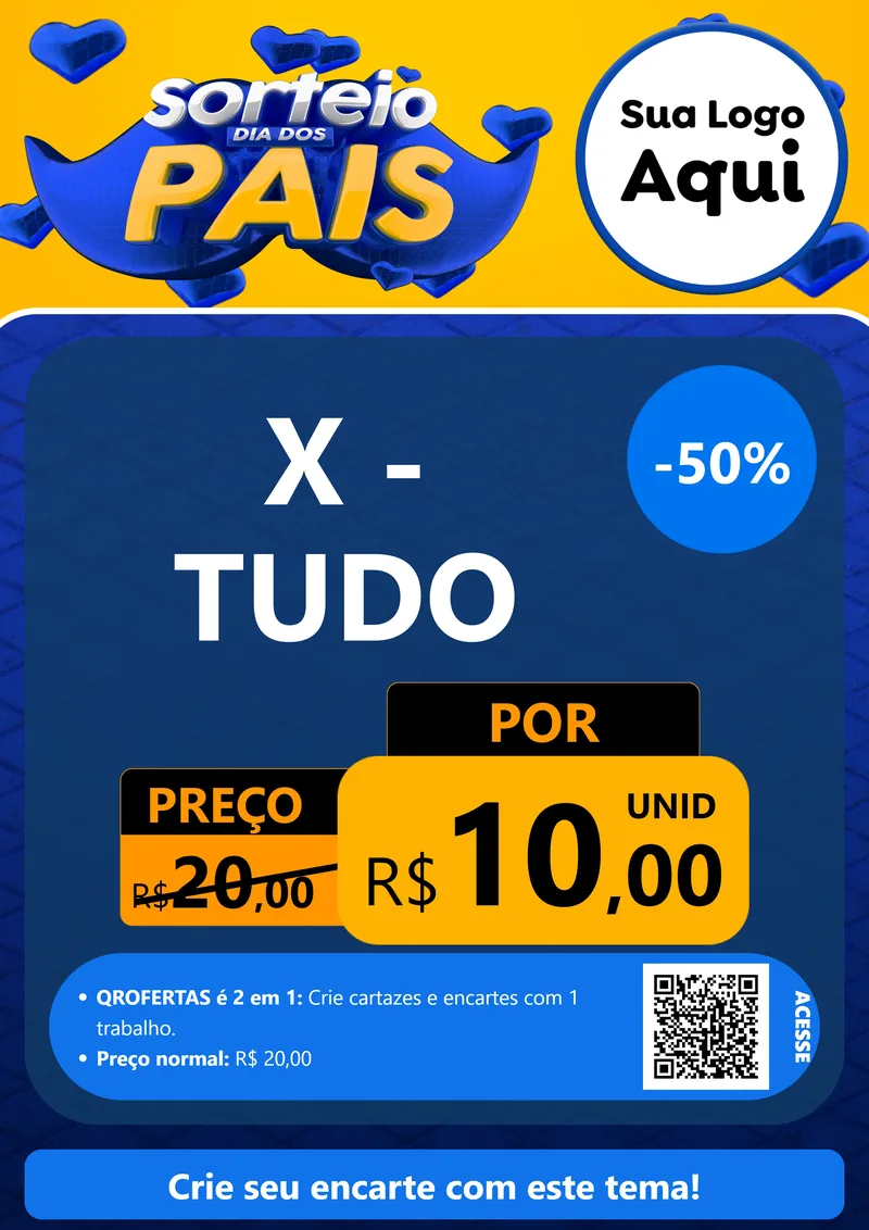 Modelo de Cartaz para Cartaz A4 Vertical com o tema Sorteio Dia dos Pais para Hamburgueria