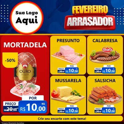 Modelo de Rede Social para Feed Facebook com o tema Fevereiro Arrasador para Frios e Laticínios