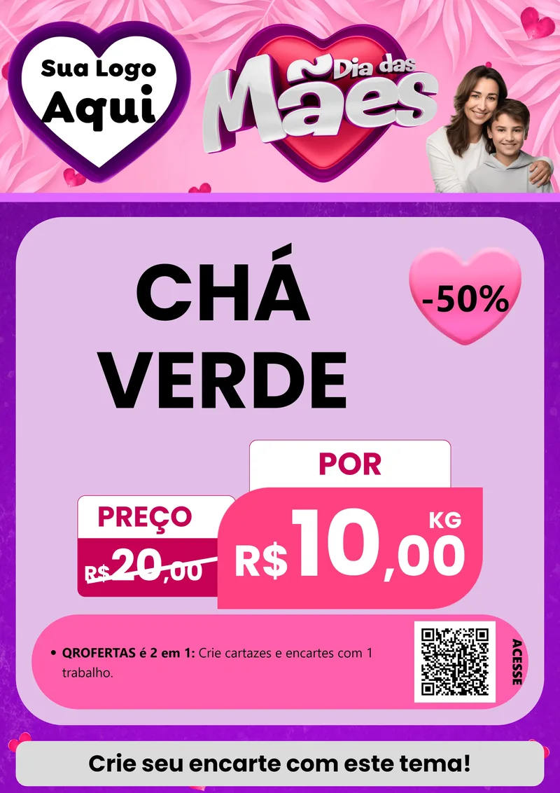 Modelo de Cartaz para Cartaz A4 Vertical com o tema Dia das Mães para Produtos Naturais