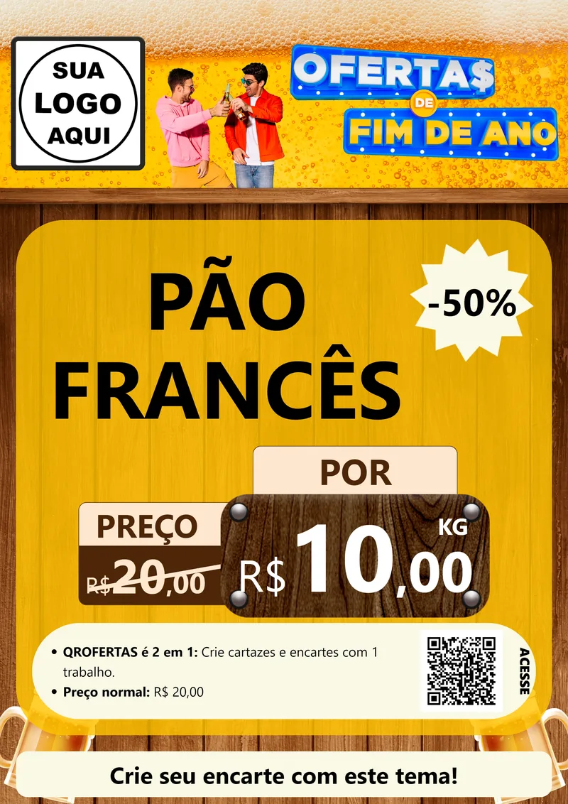 Modelo de Cartaz para Cartaz A4 Vertical com o tema Ofertas de Fim de Ano para Padaria