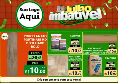 Modelo de Encarte para Encarte A4 Horizontal com o tema Julho Imbatível para Pisos e revestimentos