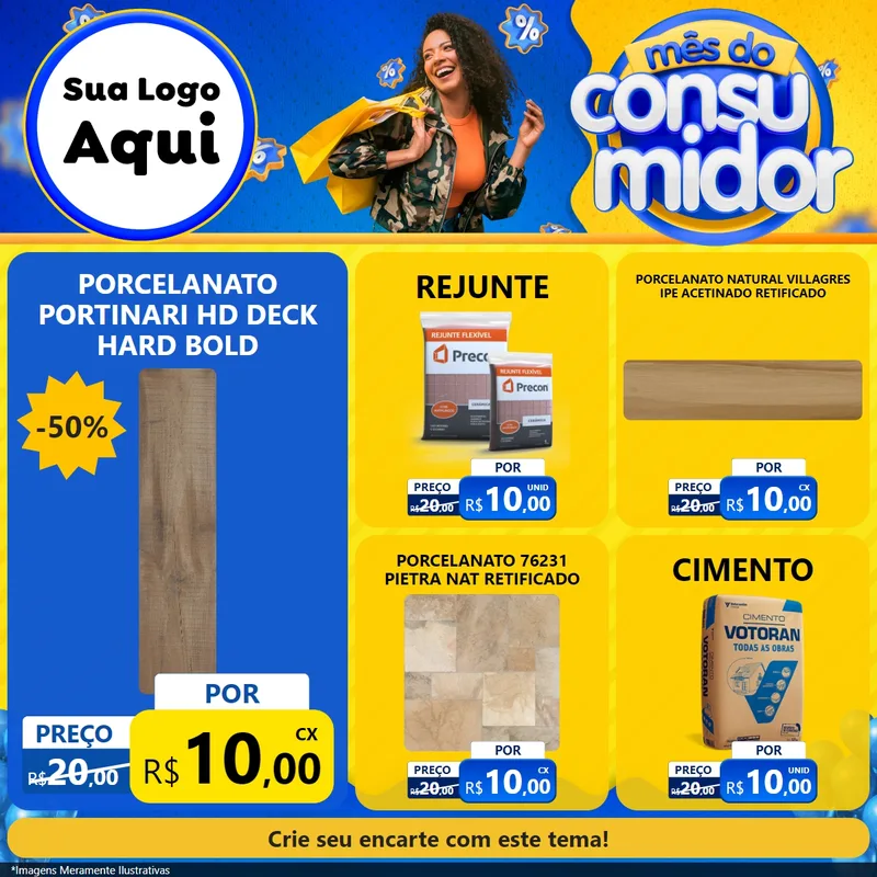 Modelo de Rede Social para Feed Facebook com o tema Mês do Consumidor para Pisos e revestimentos