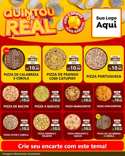 Modelo de Rede Social para Feed Instagram com o tema Quintou do Real para Pizzaria