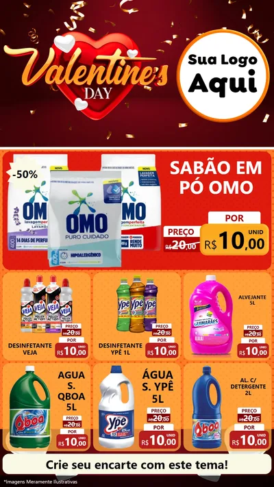 Modelo de Rede Social para Stories com o tema Valentine's Day para Produtos de Limpeza