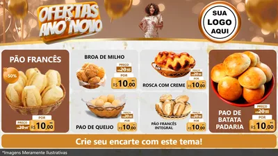 Modelo de TV para TV Horizontal com o tema Ofertas de Ano Novo para Padaria