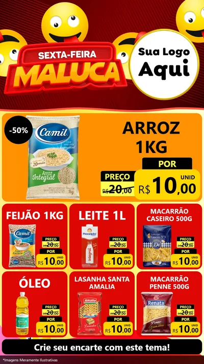 Modelo de Rede Social para Stories com o tema Sexta-feira Maluca para Supermercado