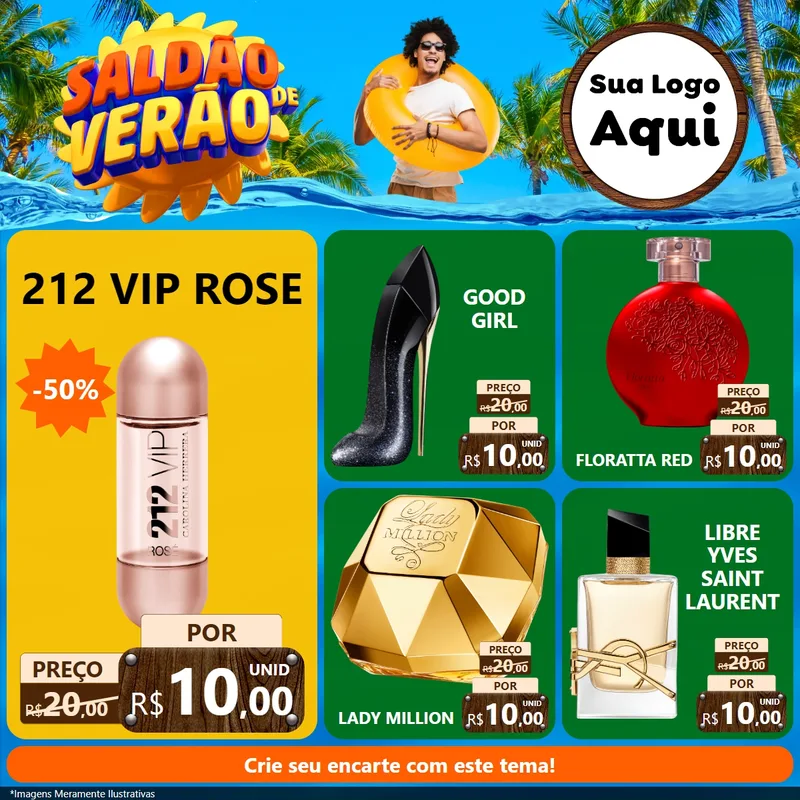 Modelo de Rede Social para Feed Facebook com o tema Saldão de Verão para Perfumes