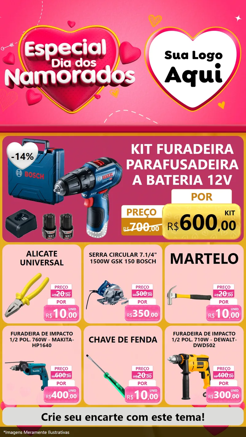 Modelo de Rede Social para Stories com o tema Especial Dia dos Namorados para Maquinas e Ferramentas