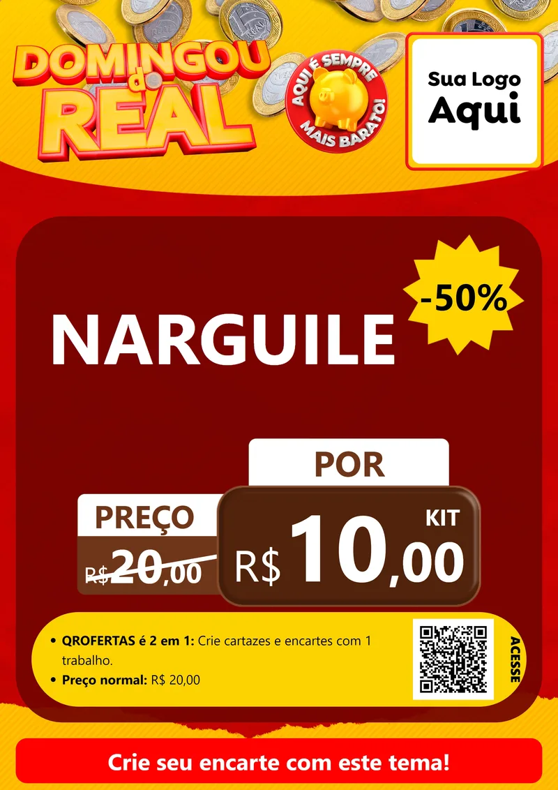 Modelo de Cartaz para Cartaz A4 Vertical com o tema Domingou do Real para Tabacaria