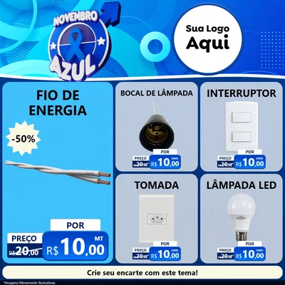 Modelo de Rede Social para Feed Facebook com o tema Novembro Azul para Materiais Elétricos