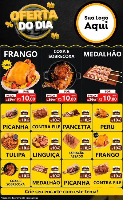 Modelo de Encarte para Encarte Grande com o tema Oferta Do Dia para Assados