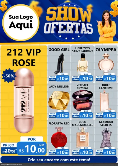 Modelo de Encarte para Encarte A4 Vertical com o tema Show de Ofertas para Perfumes