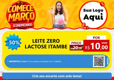 Modelo de Cartaz para Cartaz A4 Horizontal com o tema Comece Março Economizando para Frios e Laticínios