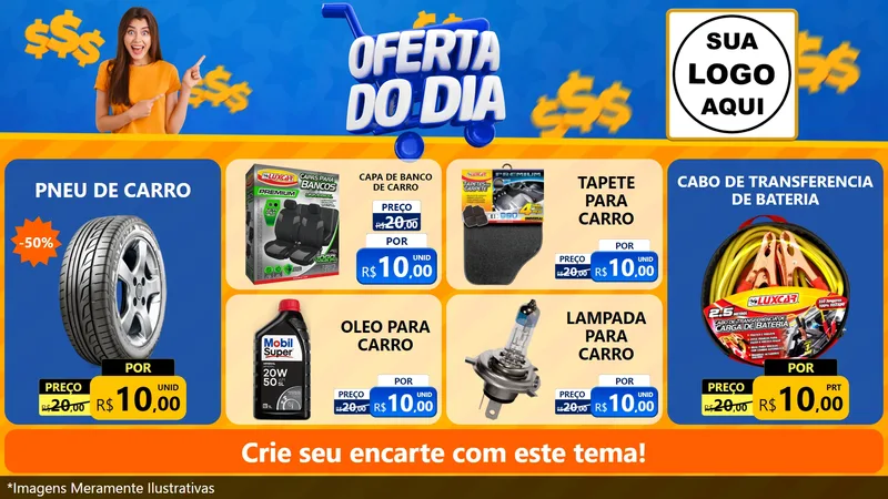 Modelo de TV para TV Horizontal com o tema Oferta do Dia para Auto peças
