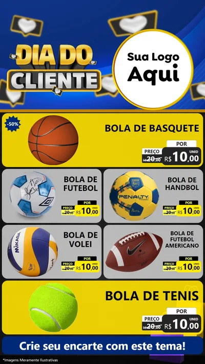 Modelo de TV para TV Vertical com o tema Dia Do Cliente para Artigos Esportivos
