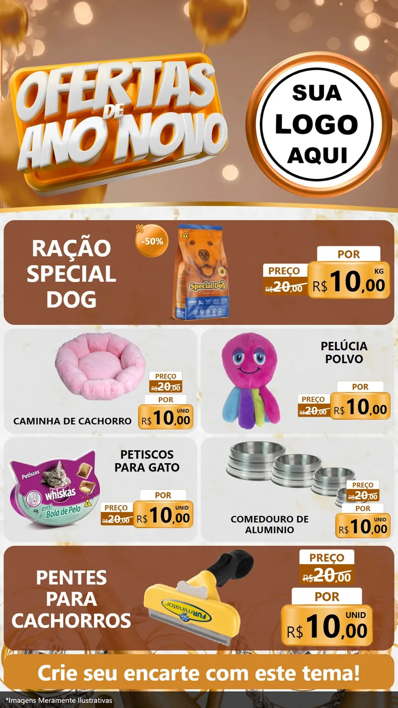 Modelo de TV para TV Vertical com o tema Ofertas de Ano Novo para Pet Shop