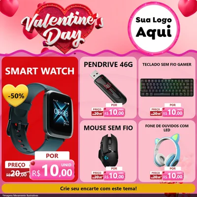 Modelo de Rede Social para Feed Facebook com o tema Valentine's Day para Informática