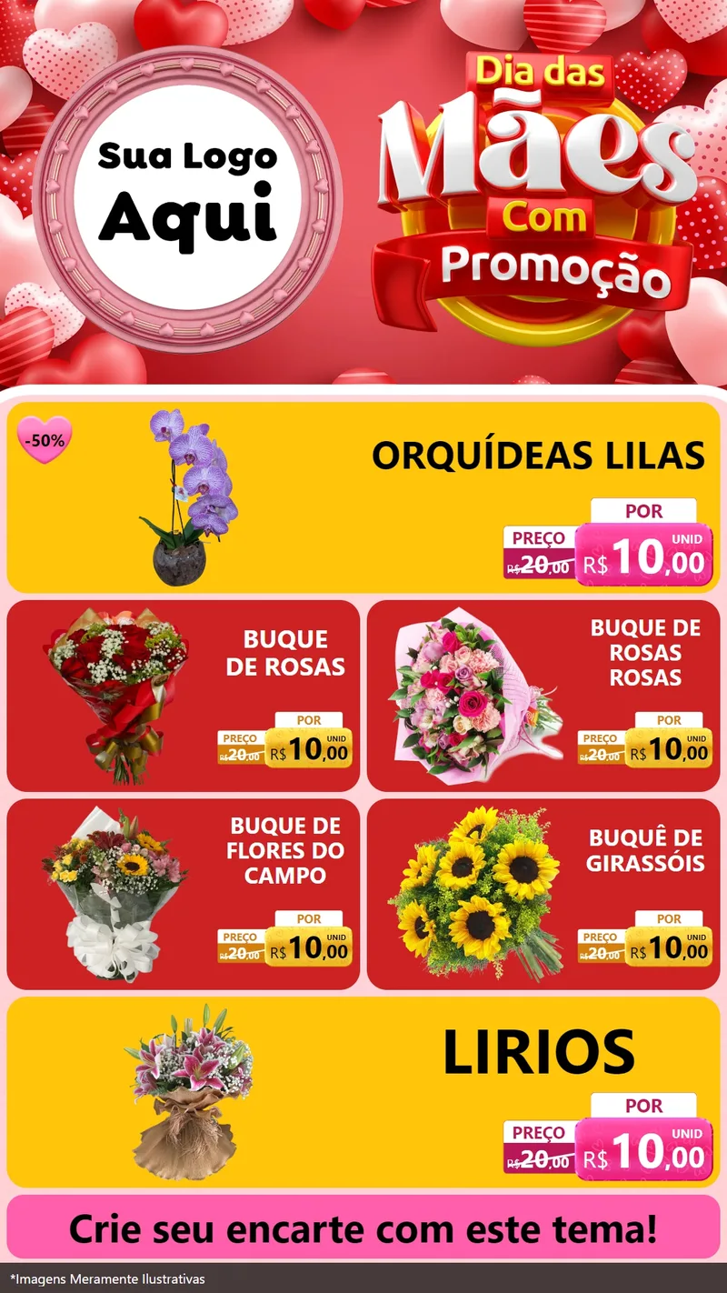 Modelo de TV para TV Vertical com o tema Dia Das Mães Com Promoção para Floricultura e jardim