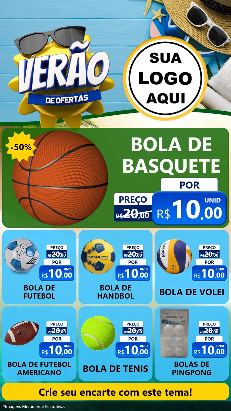 Modelo de Rede Social para Stories com o tema Verão de Ofertas para Artigos Esportivos