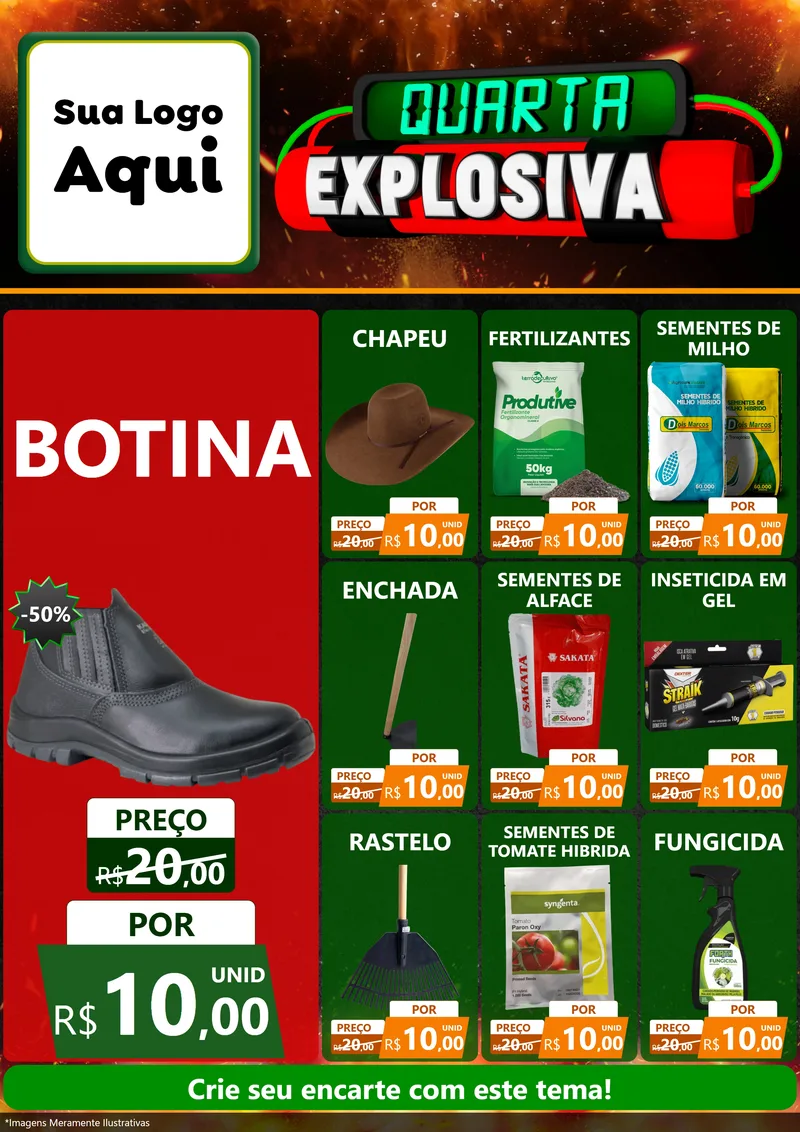 Modelo de Encarte para Encarte A4 Vertical com o tema Quarta Explosiva para Agropecuária