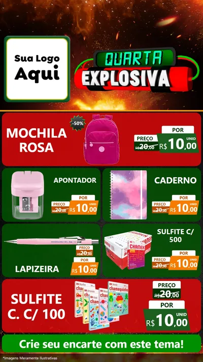 Modelo de TV para TV Vertical com o tema Quarta Explosiva para Papelaria