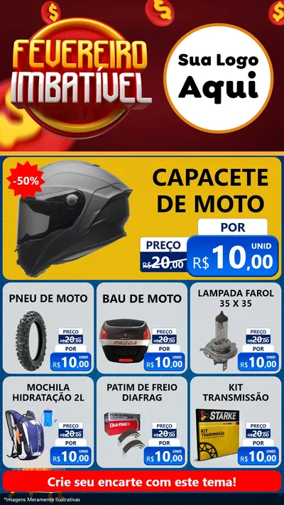 Modelo de Rede Social para Stories com o tema Fevereiro Imbatível para Moto peças