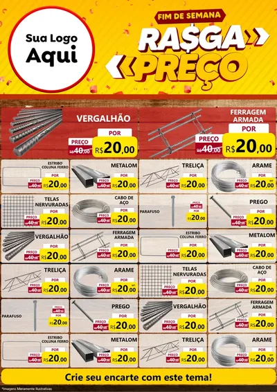 Modelo de Encarte para Encarte A4 Vertical com o tema Fim de Semana Rasga Preços para Ferragens