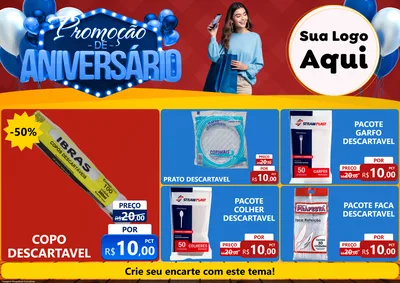 Modelo de Encarte para Encarte A4 Horizontal com o tema Promoção de Aniversário para Embalagens