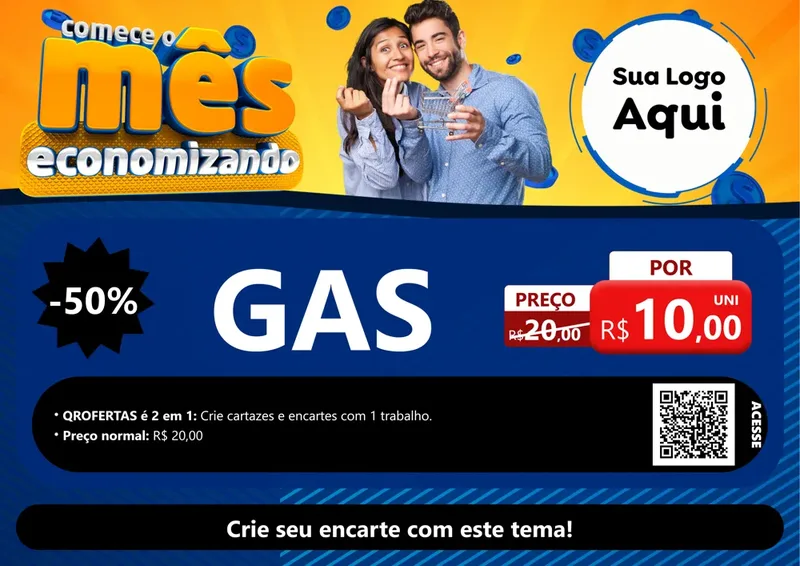 Modelo de Cartaz para Cartaz A4 Horizontal com o tema Comece O Mês Economizando para Água e gás