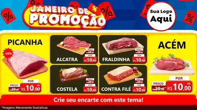 Modelo de TV para TV Horizontal com o tema Janeiro de Promoção para Açougue