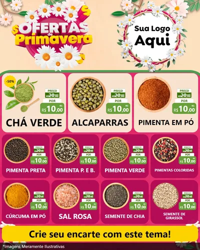 Modelo de Rede Social para Feed Instagram com o tema Ofertas de Primavera para Produtos Naturais