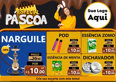 Modelo de Encarte para Encarte A4 Horizontal com o tema Especial Páscoa para Tabacaria