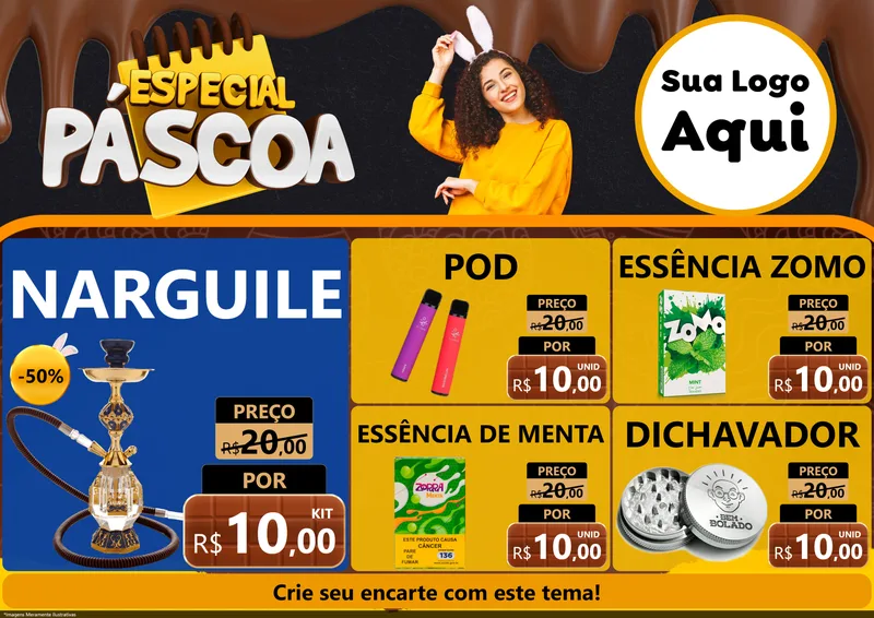 Modelo de Encarte para Encarte A4 Horizontal com o tema Especial Páscoa para Tabacaria
