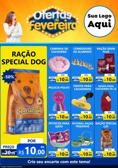 Modelo de Encarte para Encarte A4 Vertical com o tema Ofertas de Fevereiro para Pet Shop