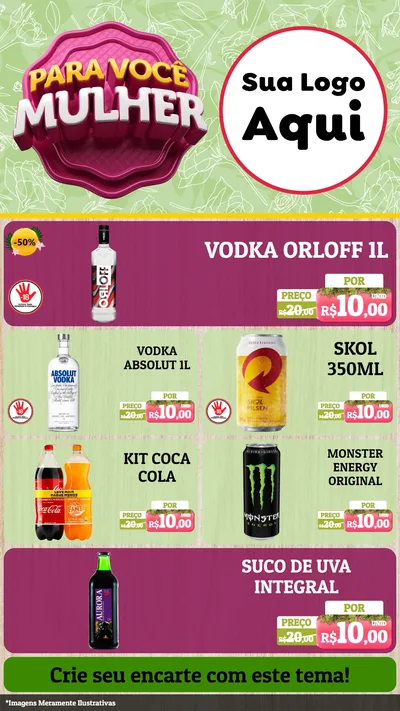 Modelo de TV para TV Vertical com o tema Para Você Mulher para Distribuidora de bebidas